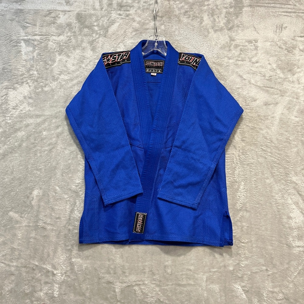 Young Star Athletics BJJ Gi Top Kids Size Y2 Blue Jiu Jitsu Kimono Pearl Weave